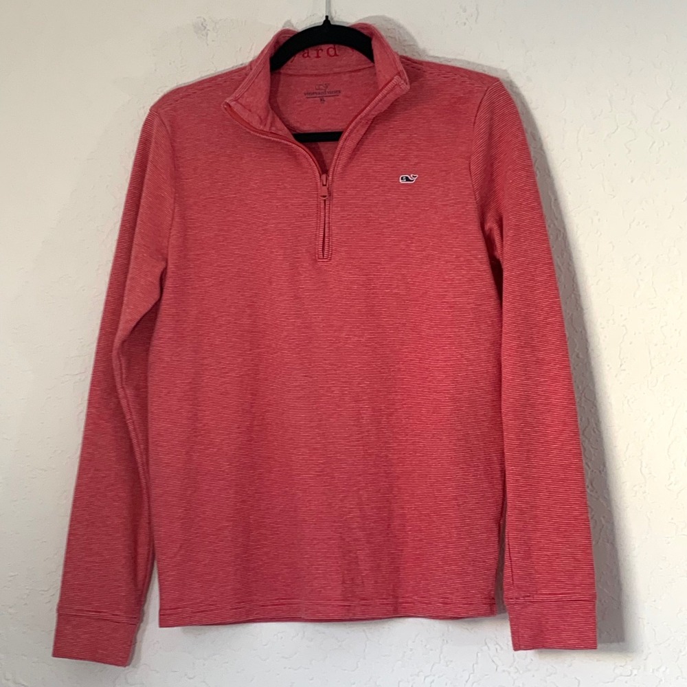Vineyard Vines Quarter Zip Sweater Youth XL Sailor Red Preppy Coastal Nautical